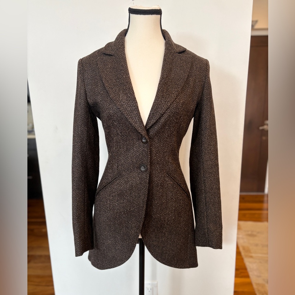 Peruvian Connection Brown Herringbone Blazer